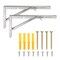2 Pack Folding Shelf L Brackets, 14 x 6.5 Inches Collapsible Hardware with Locking Hinge for Home, Garage Shelves, Holds 140lbs